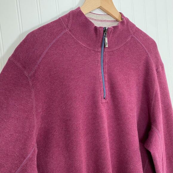 Tommy Bahama Mens 1/4 Zip Pullover Sweater Size L Reversible Preppy Golf Coach - Picture 3 of 10